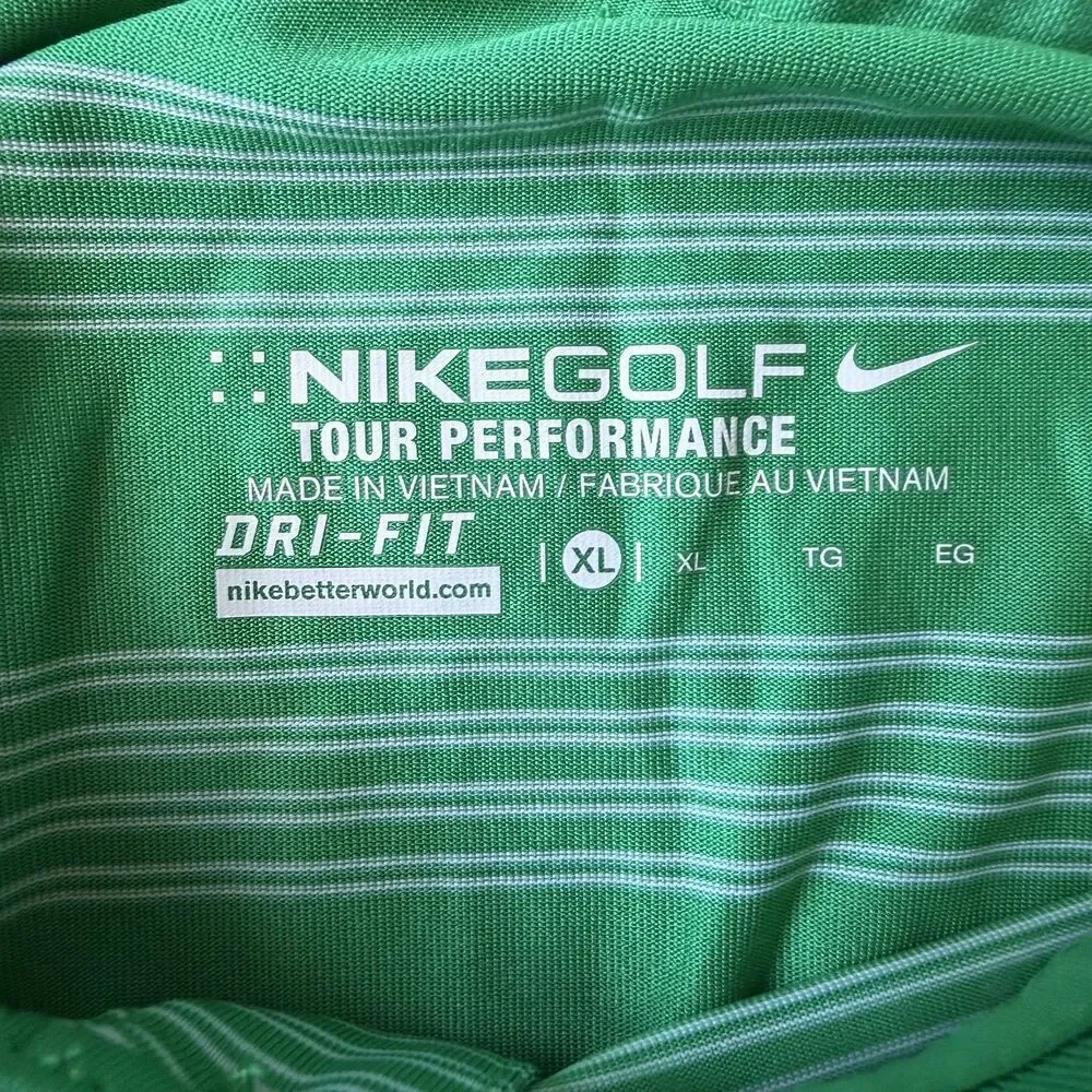 Nike Men’s Casual Golf Tour Performance Dri-Fit‎ Green Striped Polo - Size XL